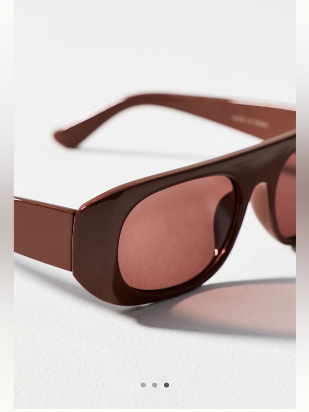 Anthropologie Flat Rectangle Sunglasses Elite Eyewear UV Polycarbonate New Mocha - Picture 3 of 11